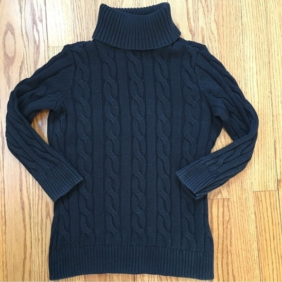 Studio Works Petite Black Turtle Neck Cable Knit Sweater - Picture 13 of 15